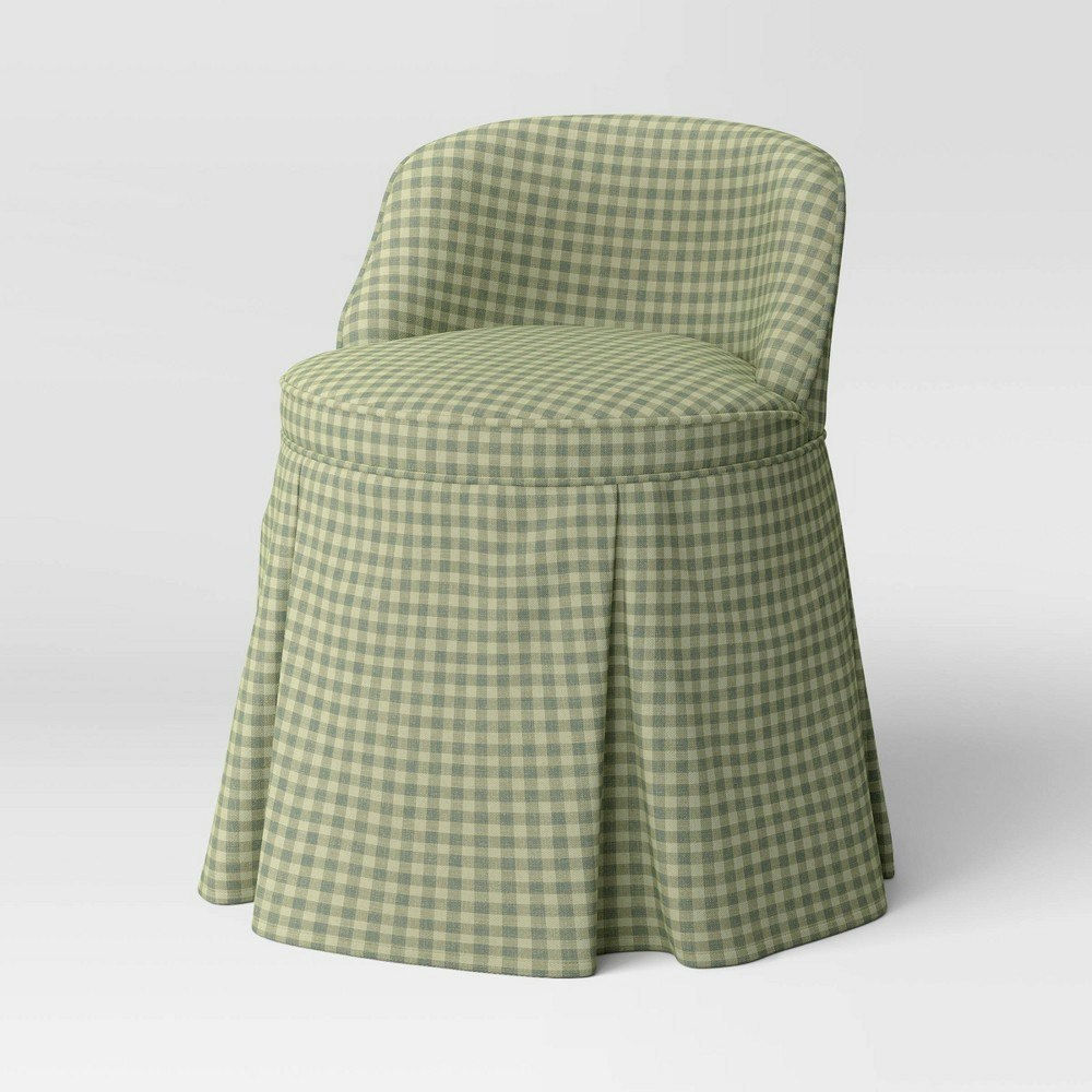 Uptown Gingham Sage Vanity Chair: $310 Uptown Gingham Sage Vanity Chair: $310