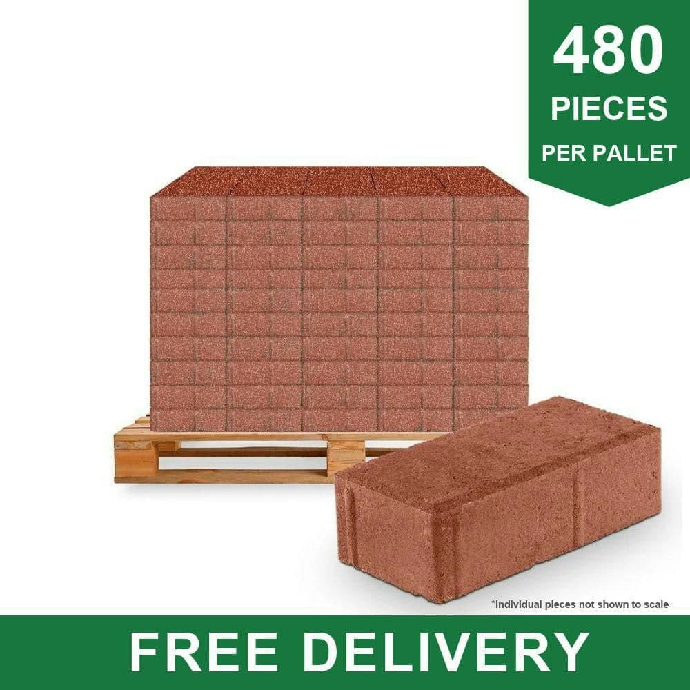 Holland 7.87" x 3.94" x 2.36" 60mm Red Concrete Paver 480-Piece Pallet: $1,144.14