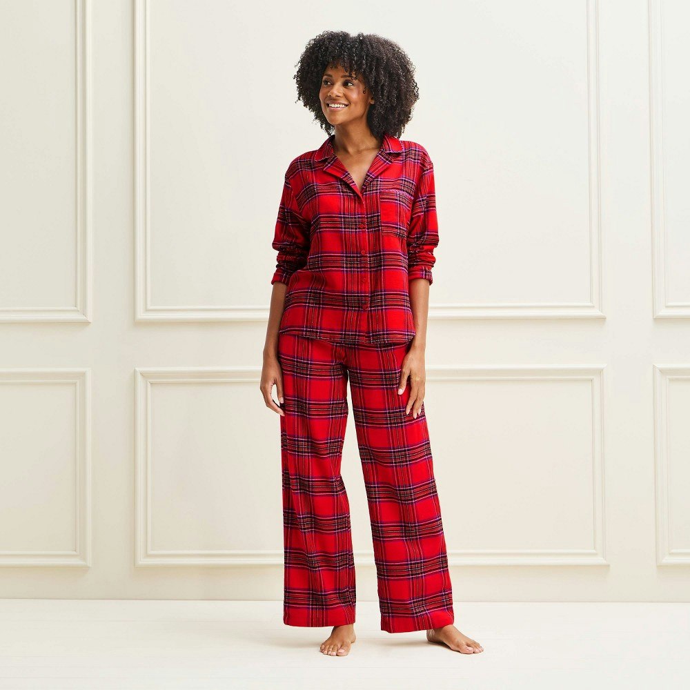 Auden Women's Flannel Long Sleeve Button-Down Pajama Set: $35 Auden Women's Flannel Long Sleeve Button-Down Pajama Set: $35