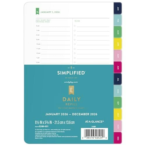 AT-A-GLANCE 2026 Emily Ley Daily Planner Refill: $40.37