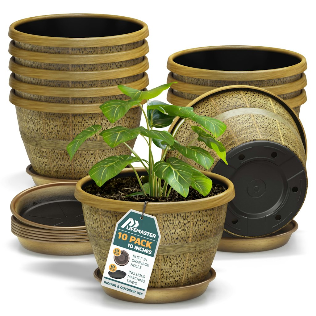Lifemaster 10" Whiskey Barrel Planter 10-Pack: $23