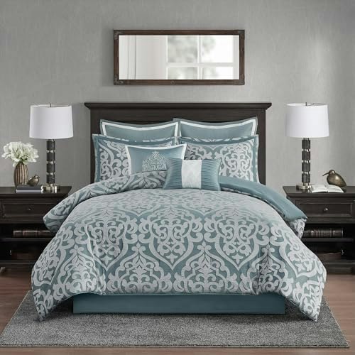Madison Park Modern Jacquard Damask Medallion 8-Piece California King Comforter Set: $123.14