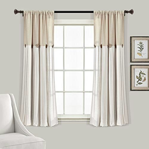 Lush Decor Linen Button Window Curtain Panel: $32.68