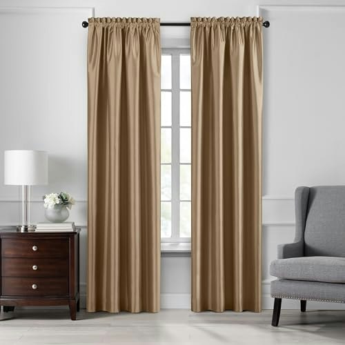 Threadmade Colette Faux Silk 52" x 95" Blackout Window Curtain: $27.99 Threadmade Colette Faux Silk 52" x 95" Blackout Window Curtain: $27.99