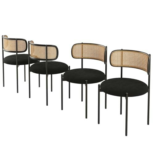 Farini Modern Upholstered Rattan Back Dining Chairs 4-Pack: $186.99 Farini Modern Upholstered Rattan Back Dining Chairs 4-Pack: $186.99