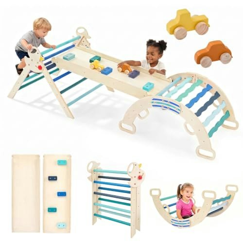 Dumos 9-in-1 Pikler Triangle Climbing Set: $69.90