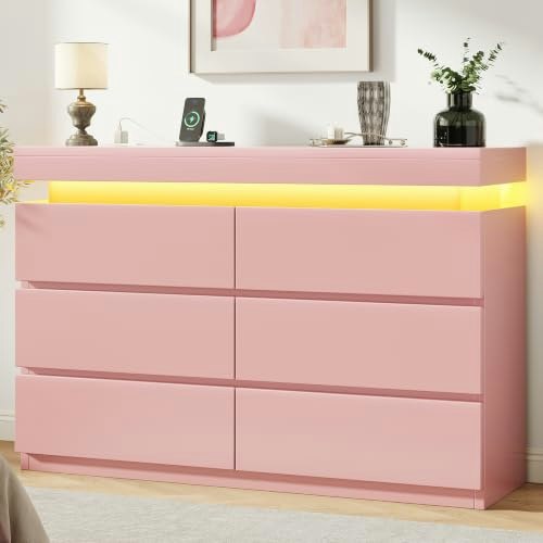 6-Drawer Dresser with LED Lights and Charging Station: $188.99 6-Drawer Dresser with LED Lights and Charging Station: $188.99