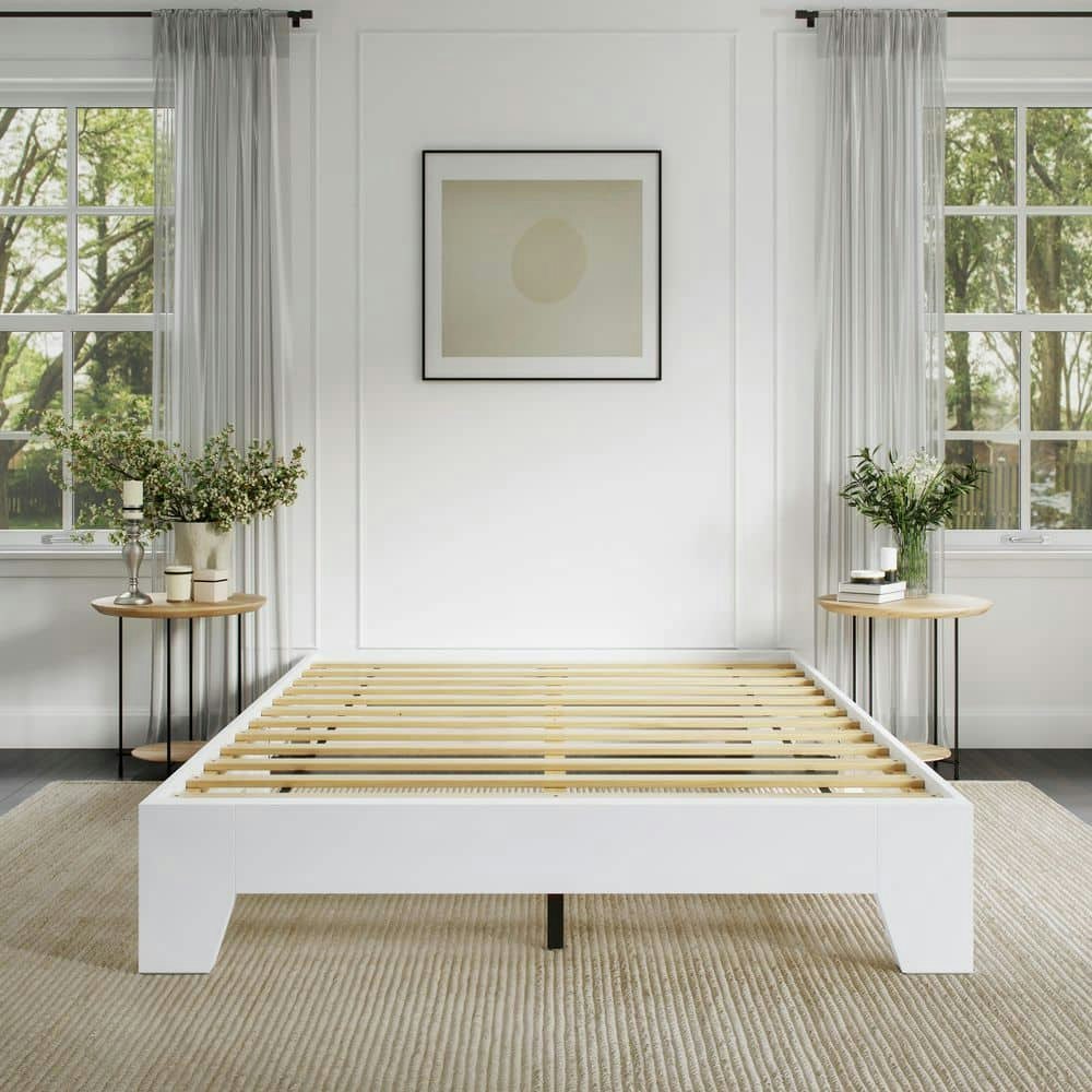 White Wood King Size Platform Bed: $270 White Wood King Size Platform Bed: $270