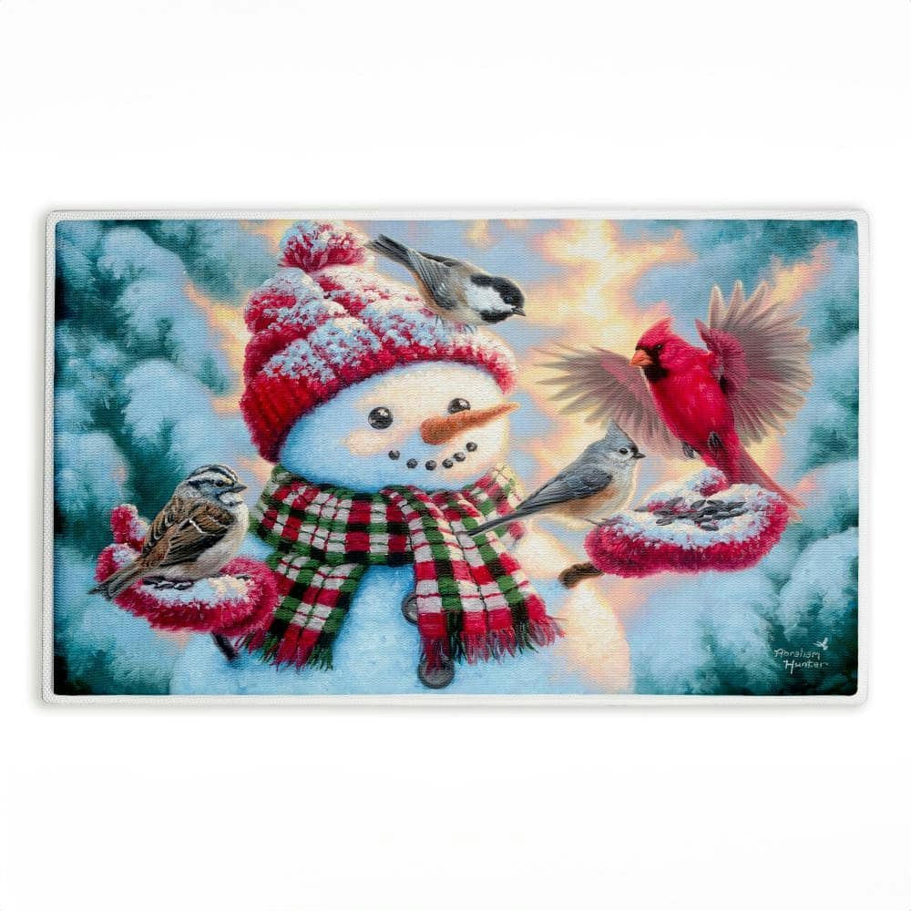 Happy Snowman and Birds Printed Plush Bathroom Mat: $54.99 Happy Snowman and Birds Printed Plush Bathroom Mat: $54.99