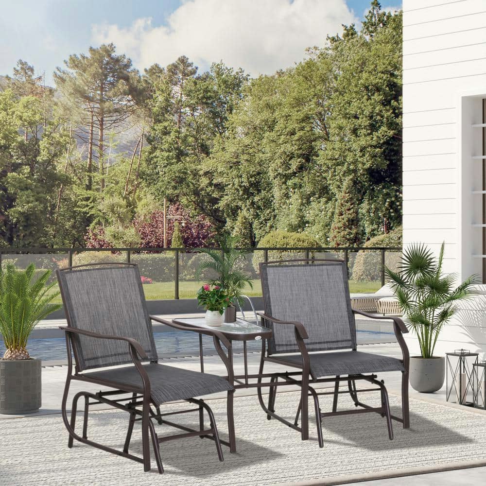 2-Person Metal Outdoor Glider Loveseat with Table: $317.29 2-Person Metal Outdoor Glider Loveseat with Table: $317.29