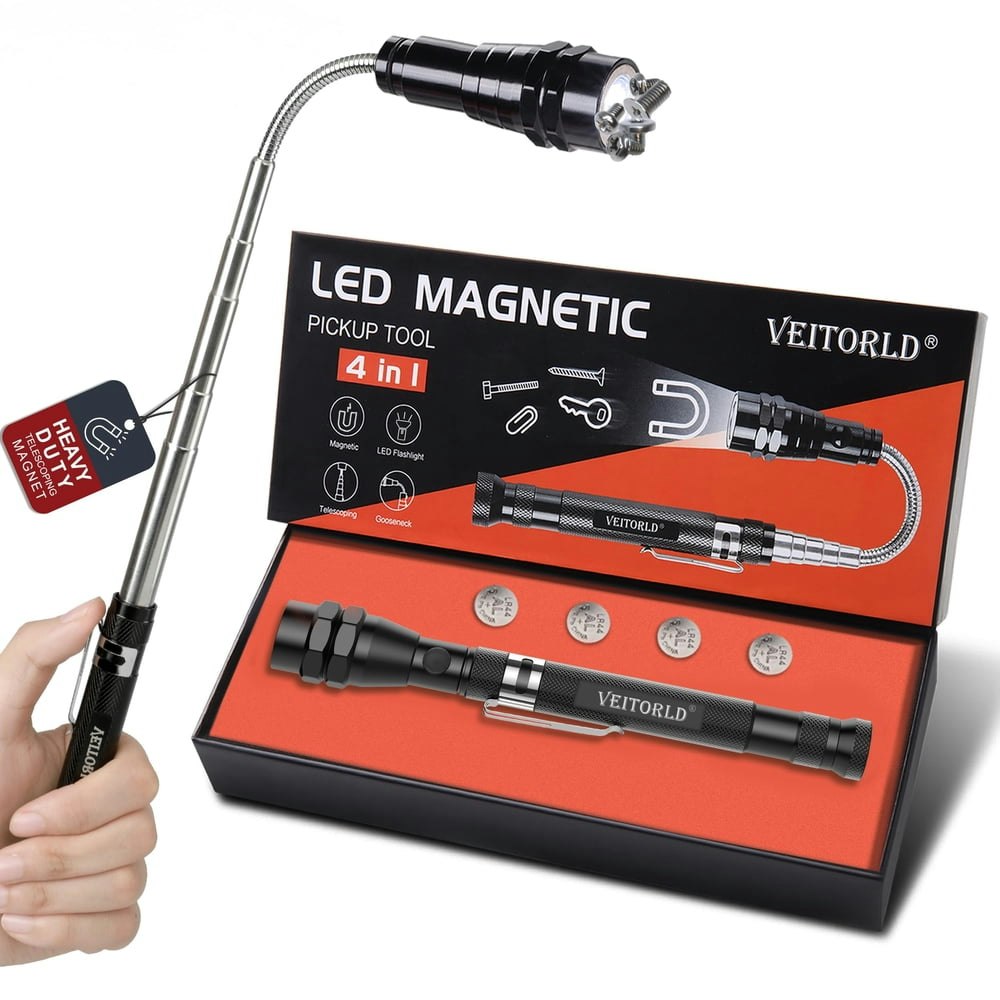 Veitorld Extendable Magnetic LED Flashlight Pickup Tool: $14.99 Veitorld Extendable Magnetic LED Flashlight Pickup Tool: $14.99
