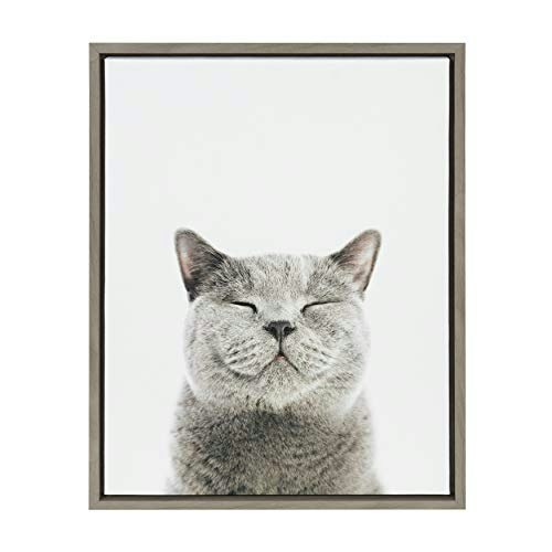Kate and Laurel 18x24-Inch Smiling Cat Framed Canvas Wall Art: $49.99