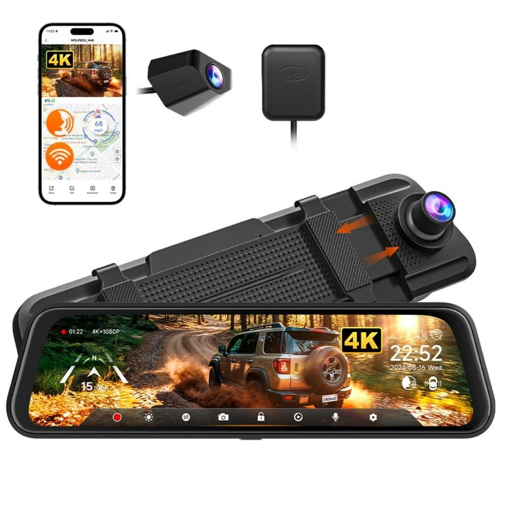 Wolfbox M40 10-inch 4K Front and 1080p Rear Mirror Dash Cam: $94.76 Wolfbox M40 10-inch 4K Front and 1080p Rear Mirror Dash Cam: $94.76
