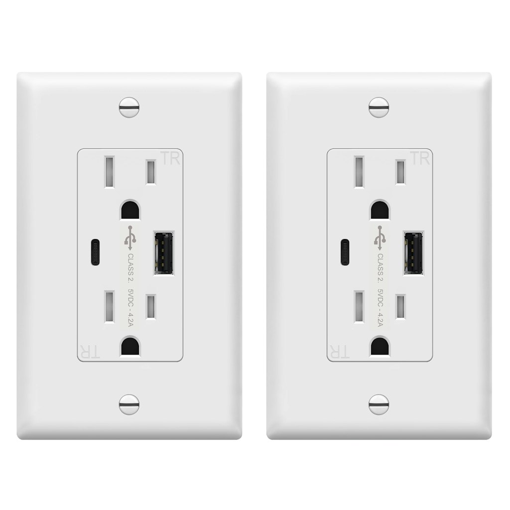Topgreener USB Wall Outlet 2-Pack: $23
