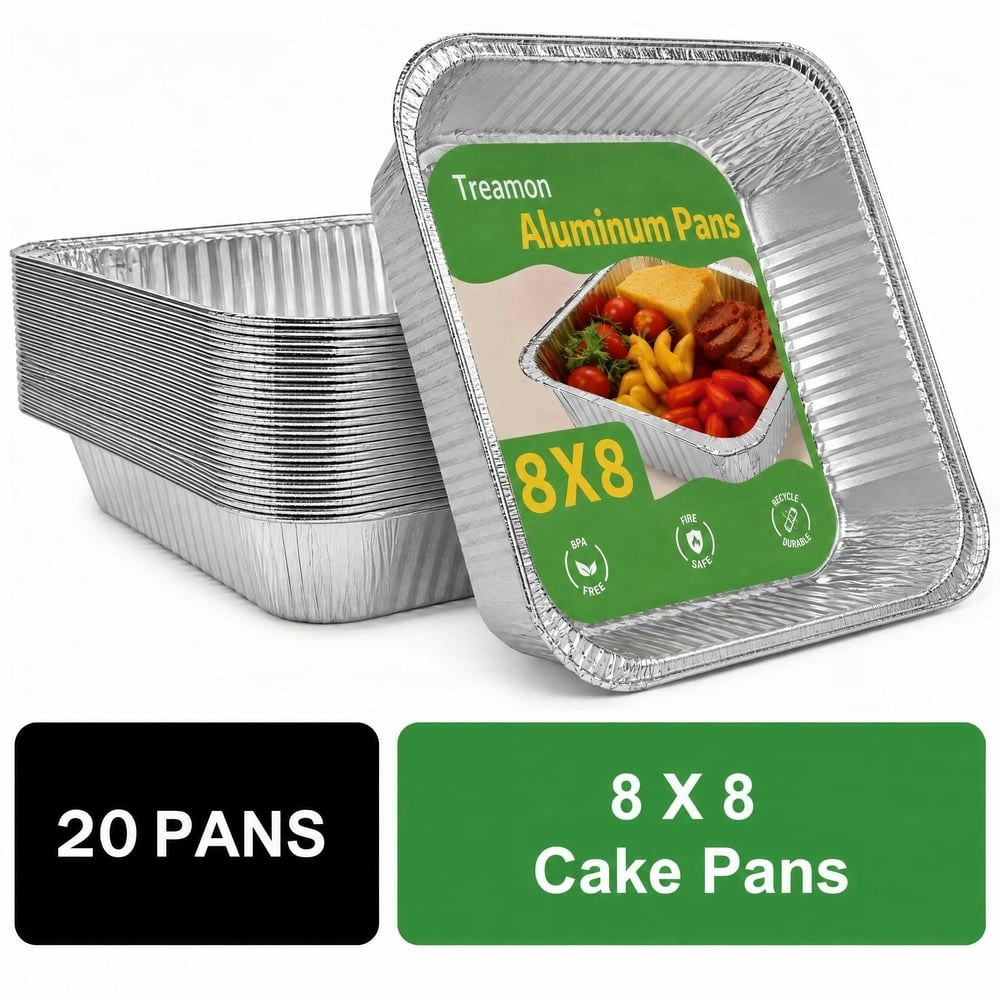 Treamon 8x8-inch Square Disposable Foil Pans 20-Pack: $13.99 Treamon 8x8-inch Square Disposable Foil Pans 20-Pack: $13.99