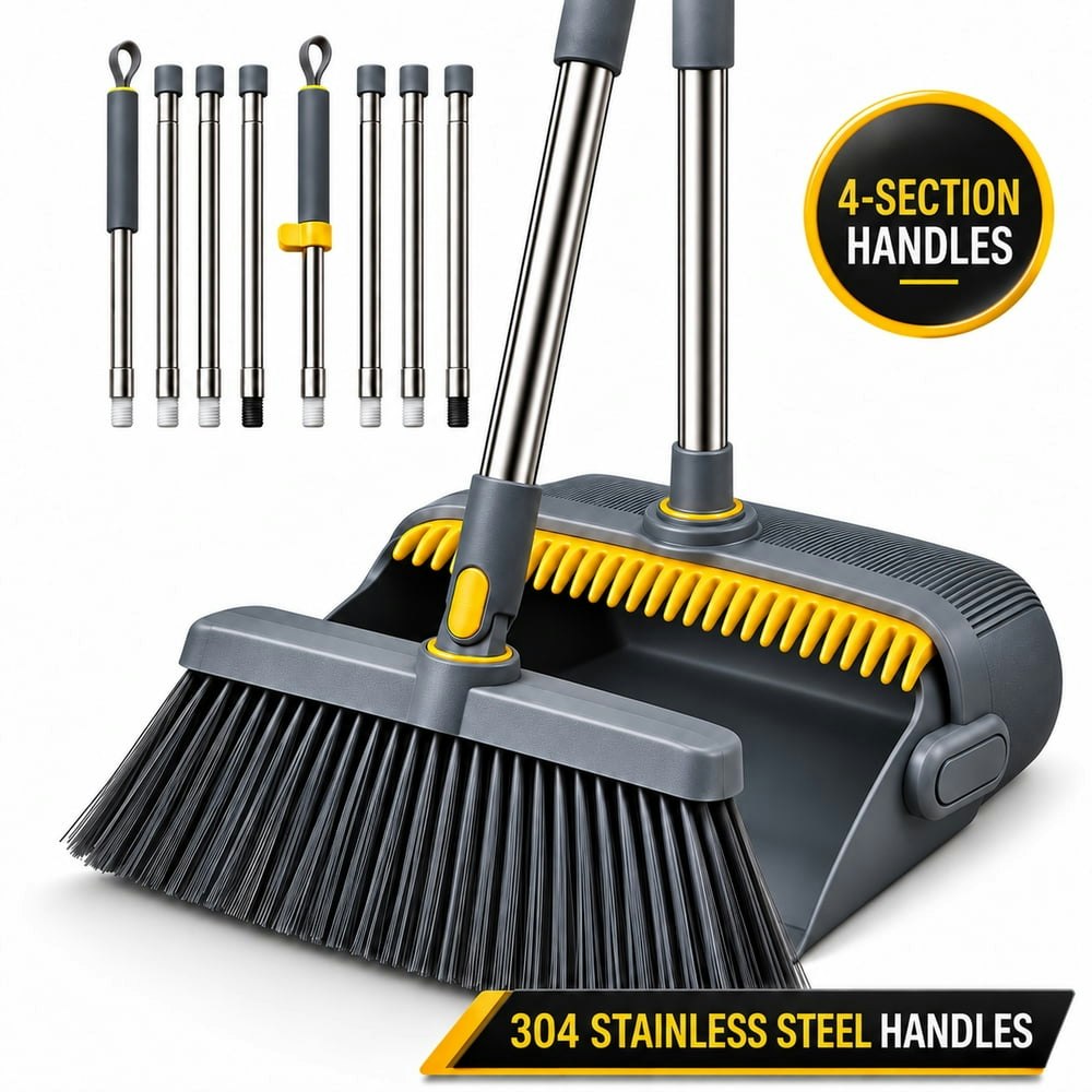 Icreopro Long Handle Broom and Dustpan Set: $19.99 Icreopro Long Handle Broom and Dustpan Set: $19.99
