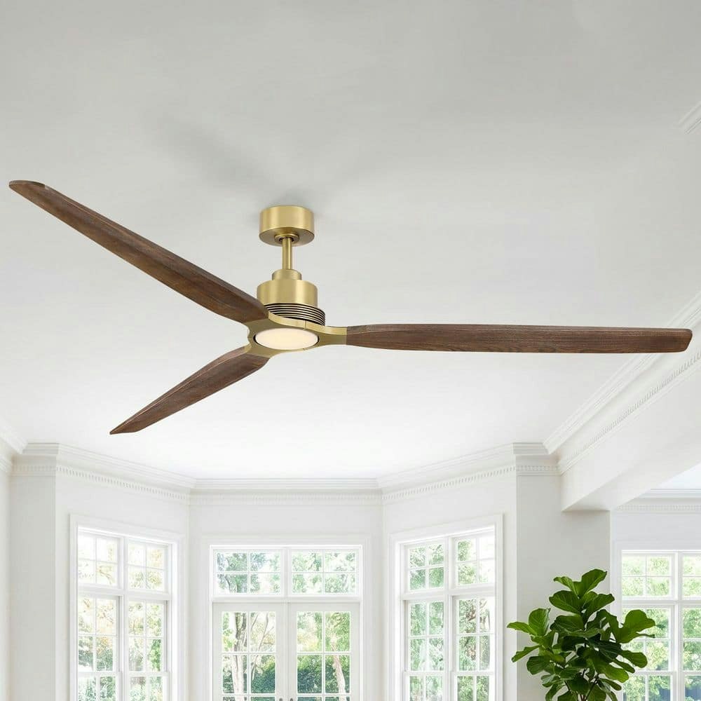 84-inch Satin Brass Indoor LED Propeller Ceiling Fan: $299 84-inch Satin Brass Indoor LED Propeller Ceiling Fan: $299