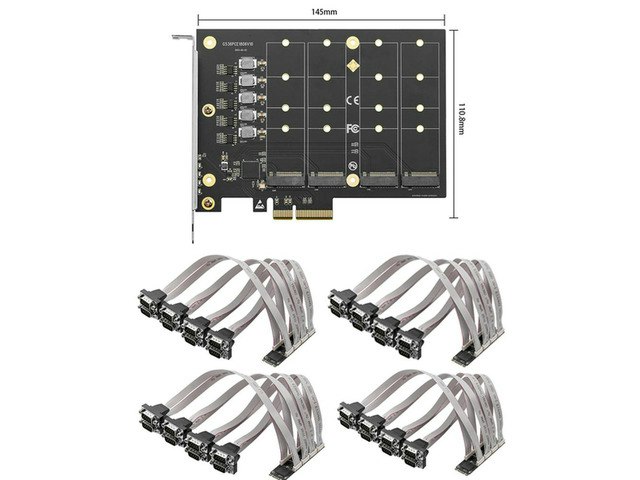 IOCREST PCIe x4 to 4-Port M.2 NVMe and 32-Port RS232 Serial Expansion Card: $484.50