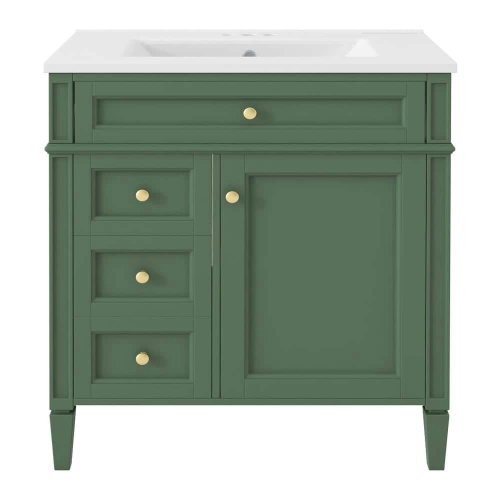 30-Inch Freestanding Bathroom Vanity with Ceramic Top: $505.74