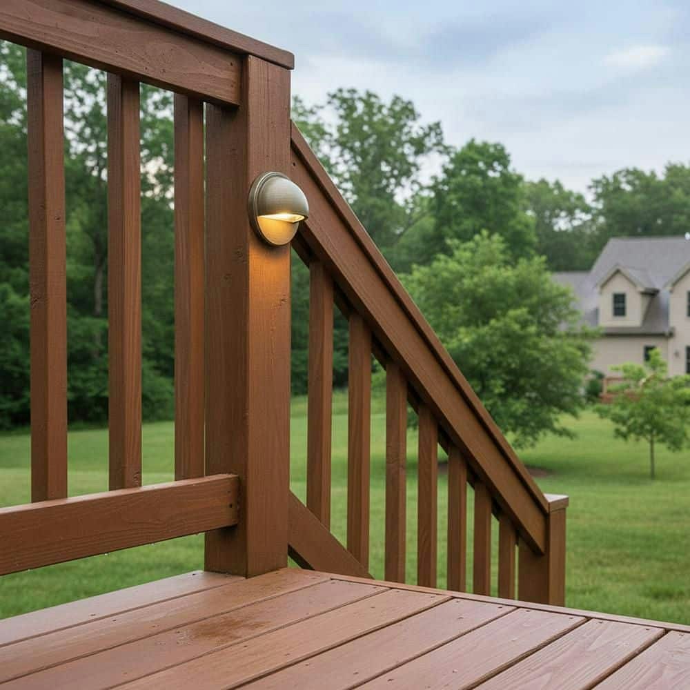 Hardy Island Round Matte Bronze LED Deck Sconce: $99