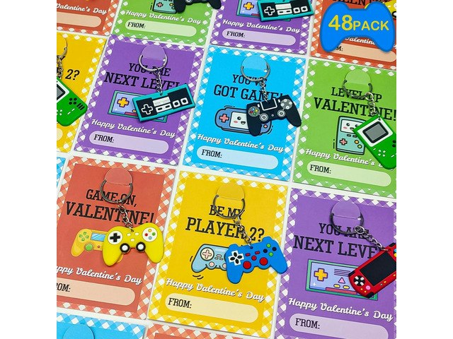 Video Game Keychain and Valentine's Day Card 48-Pack: $54.79