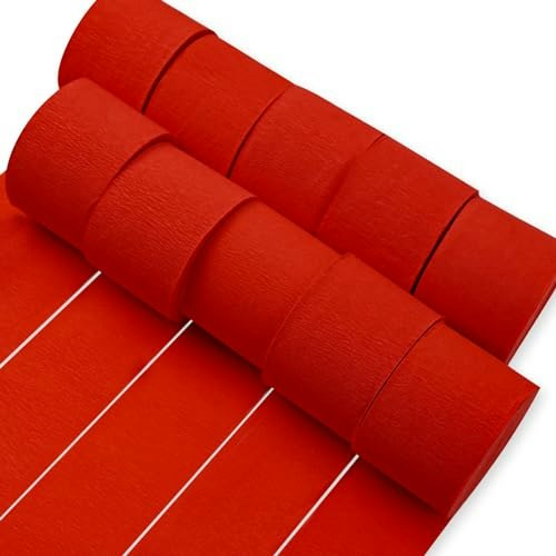PartyWoo 10-Pack 820ft Matte Red Crepe Paper Streamers: $8.09