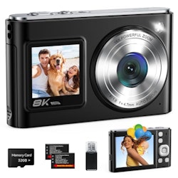 4K Digital Camera with Dual Screens 16X Zoom 32GB Card and 2 Batteries for $30 + free shipping w/ Prime