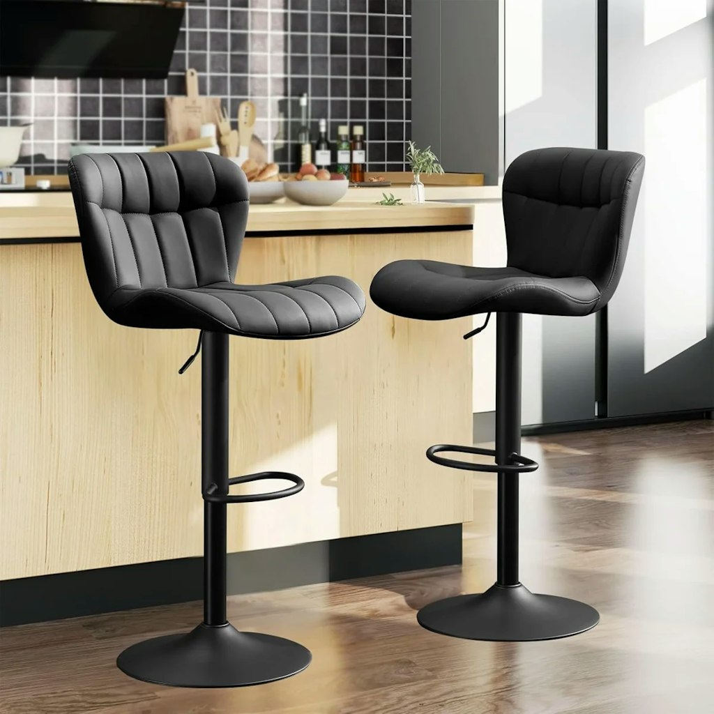 George Oliver Mid-Century Modern Faux Leather Swivel Adjustable Height Bar Stools, Set of 2: $99 George Oliver Mid-Century Modern Faux Leather Swivel Adjustable Height Bar Stools, Set of 2: $99