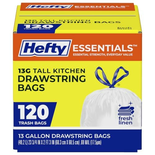 Hefty Essentials 13-Gallon Kitchen Trash Bags 120-Count: $16.19 Hefty Essentials 13-Gallon Kitchen Trash Bags 120-Count: $16.19