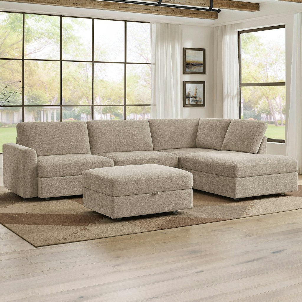 Broyhill Oswin Fabric 3-Piece Sectional w/ Storage Ottoman: $1,100 Broyhill Oswin Fabric 3-Piece Sectional w/ Storage Ottoman: $1,100