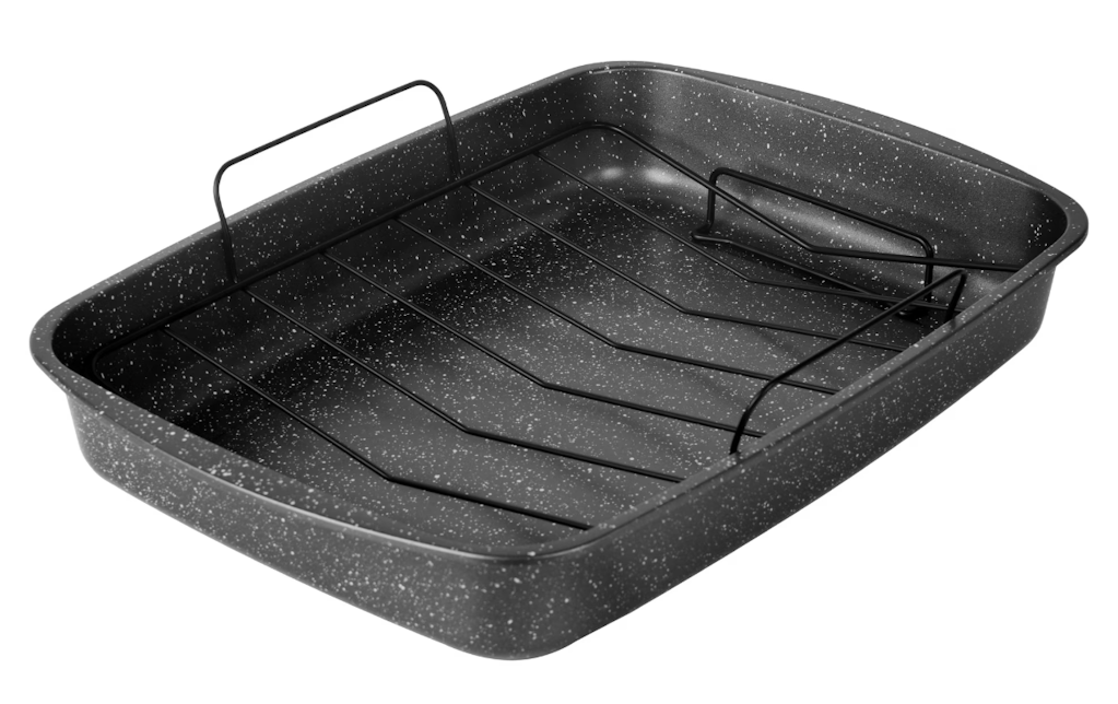 Mainstays Nonstick Carbon Steel Rectangle Roasting Pan w/ Wire Rack: $11