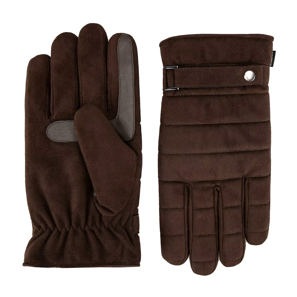Isotoner Men's Water Repellent Microsuede Quilted Touchscreen Gloves: $13