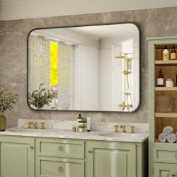 Rectangular Aluminum Alloy Framed Rounded Wall Mirror for $50 + free shipping