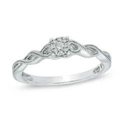 Zales Cherished Promise Collection 1/20 ct. t.w. Diamond Cluster Ring for $99 + free shipping w/ $199