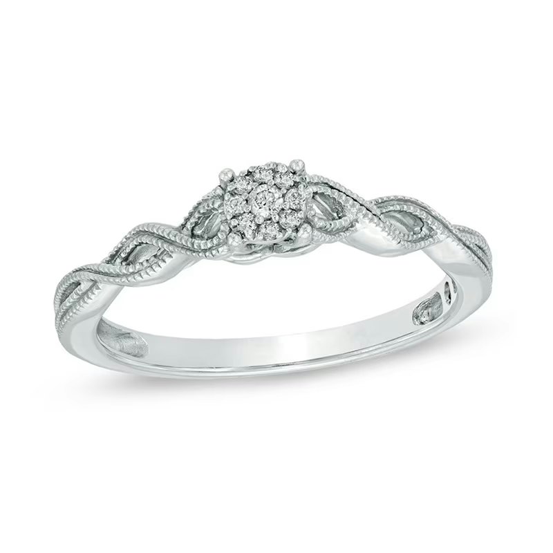 Zales Cherished Promise Collection 1/20 ct. t.w. Diamond Cluster Ring: $99 Zales Cherished Promise Collection 1/20 ct. t.w. Diamond Cluster Ring: $99