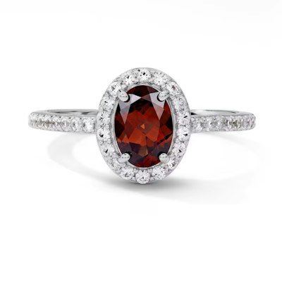Zales Oval Garnet & White Lab-Created Sapphire Frame Ring for $79 + free shipping w/ $199