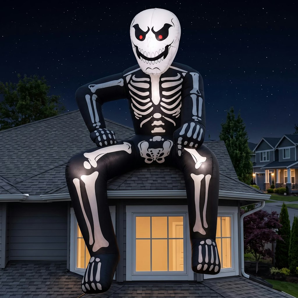 Joyfy 8.5-Foot Inflatable Rooftop Skeleton: $46 Joyfy 8.5-Foot Inflatable Rooftop Skeleton: $46
