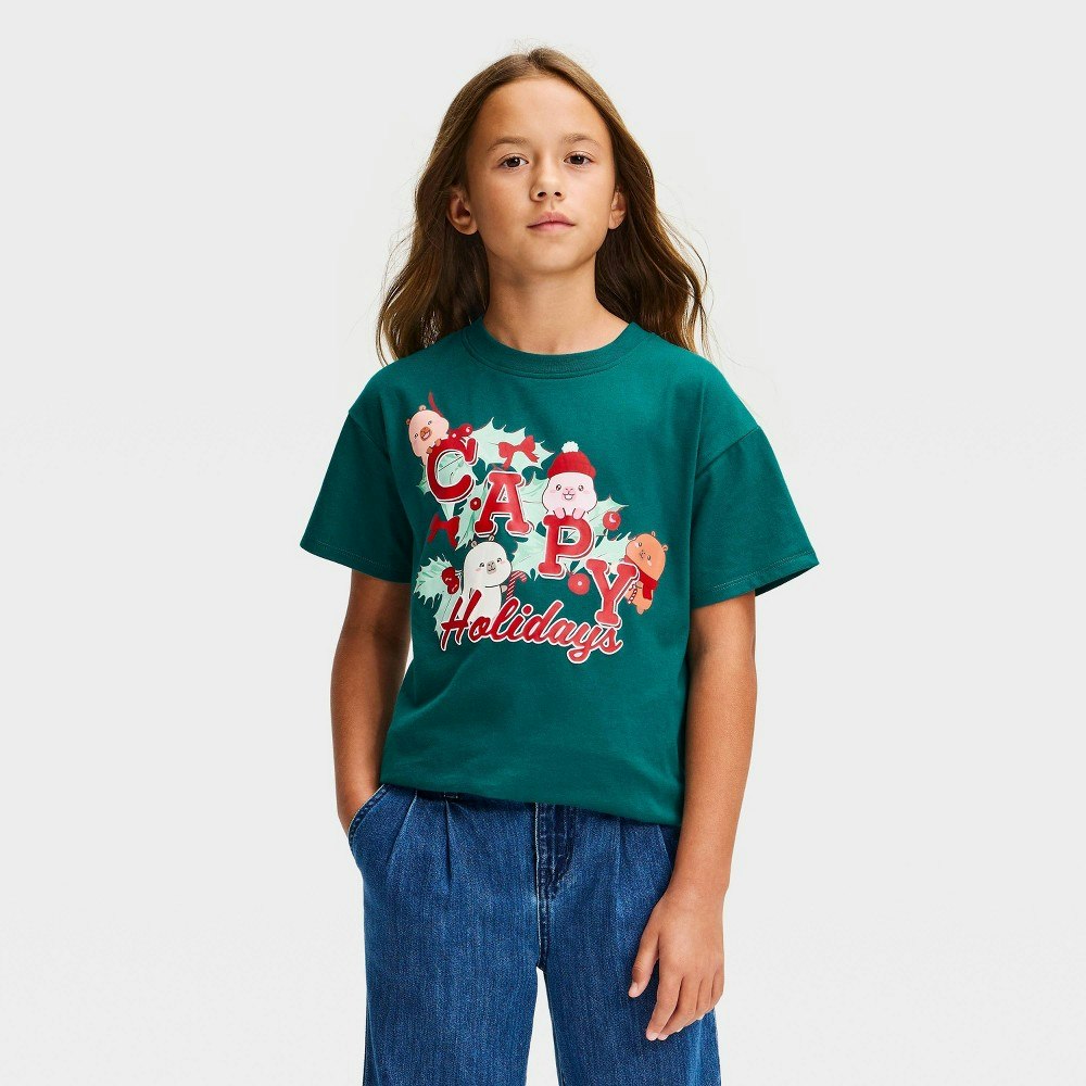 Girls' CapyFun Christmas Graphic T-Shirt: $10 Girls' CapyFun Christmas Graphic T-Shirt: $10
