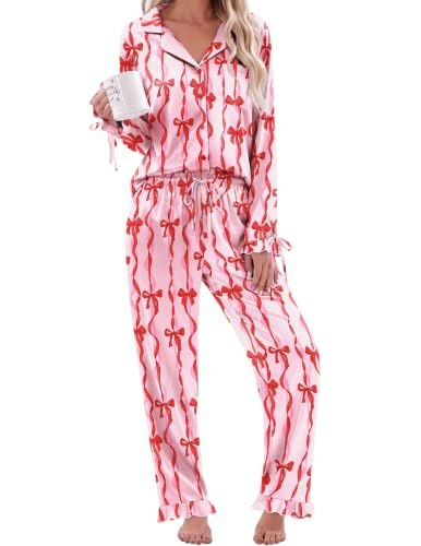 Ekouaer Women's Satin Long Sleeve Button-Down Pajama Set: $22.99 Ekouaer Women's Satin Long Sleeve Button-Down Pajama Set: $22.99