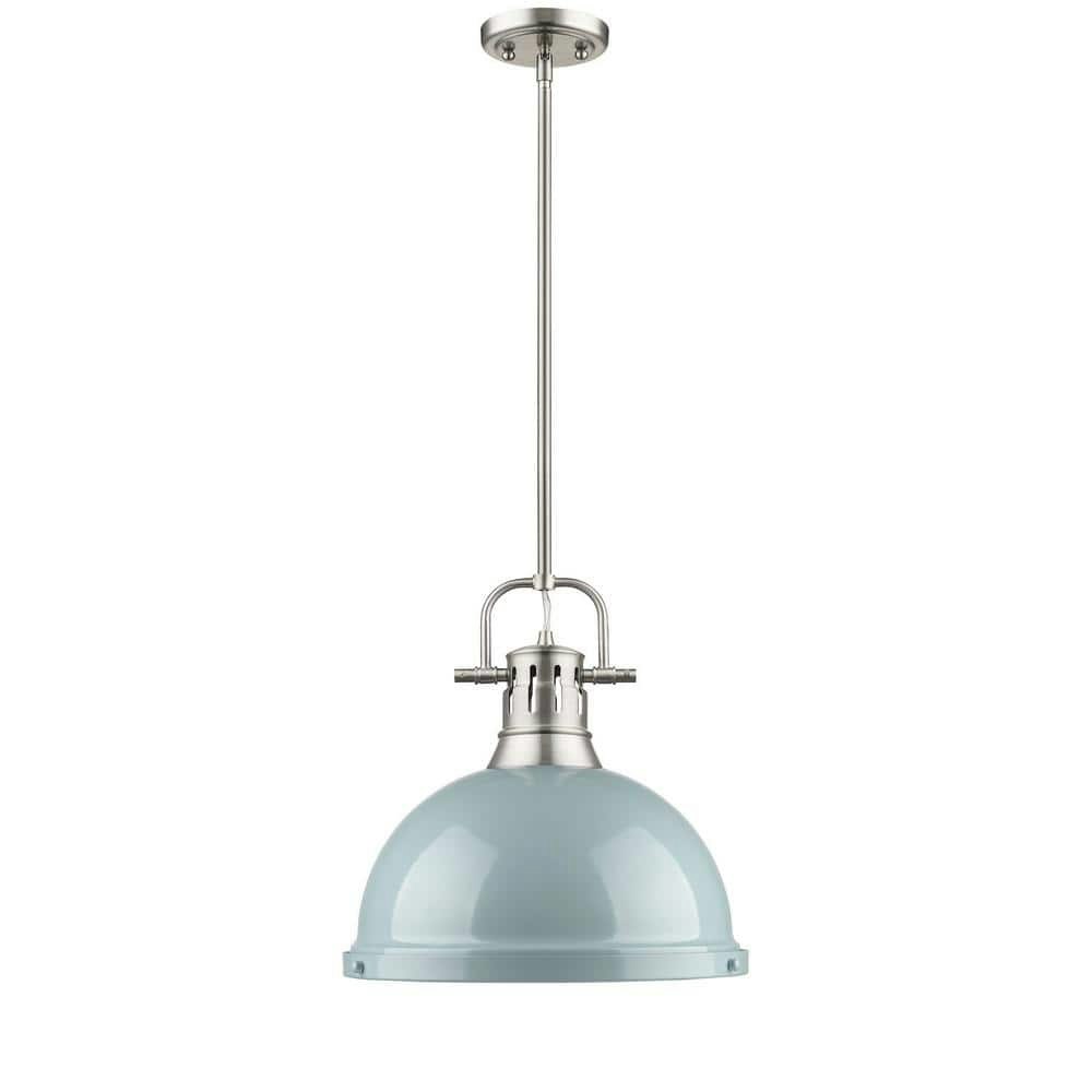Duncan 1-Light Pewter Pendant with Seafoam Shade: $189.99