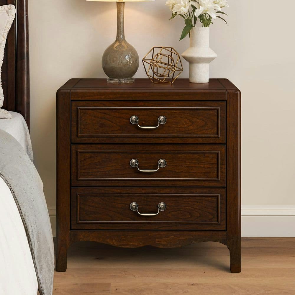 Anly Mid-century Modern 27-inch 3-Drawer Solid Wood Nightstand: $376.59 Anly Mid-century Modern 27-inch 3-Drawer Solid Wood Nightstand: $376.59