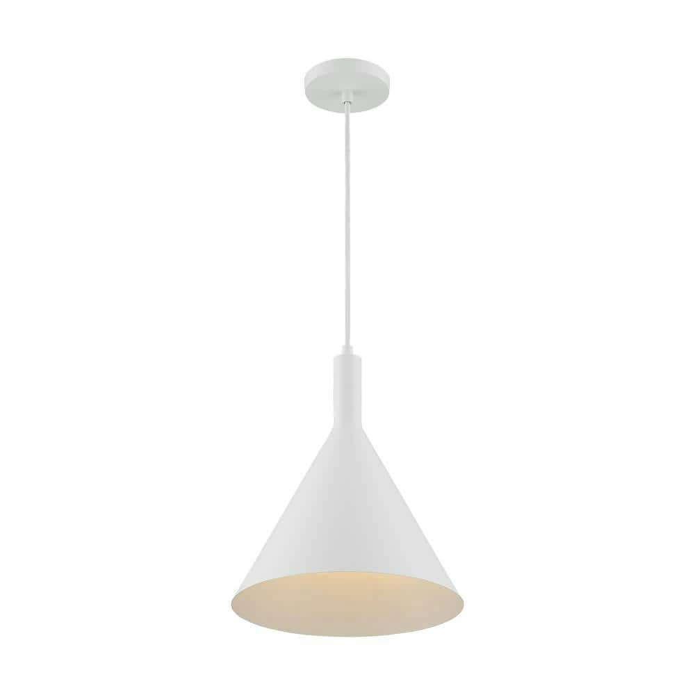 Lightcap 100-Watt 1-Light Matte White Cone Pendant Light: $216.99