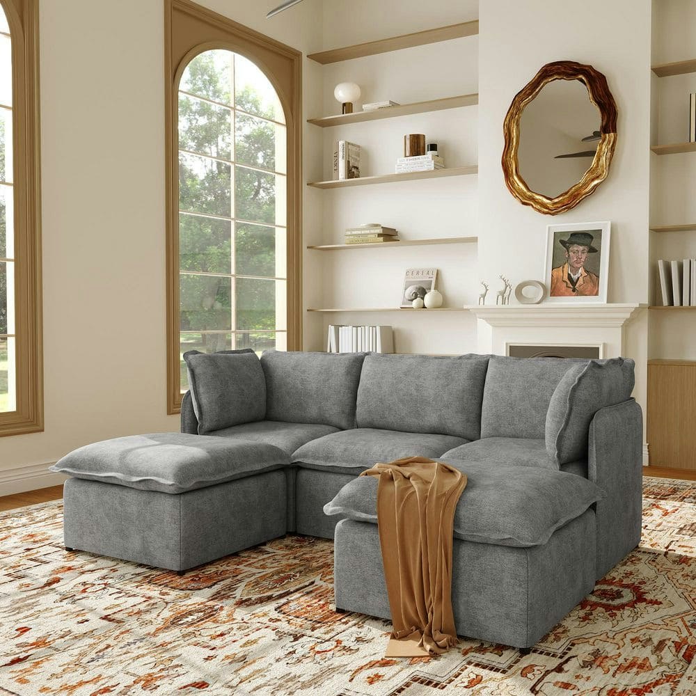 95.7-inch 5-Piece Modular L-Shape Sofa with Ottoman: $842.61 95.7-inch 5-Piece Modular L-Shape Sofa with Ottoman: $842.61