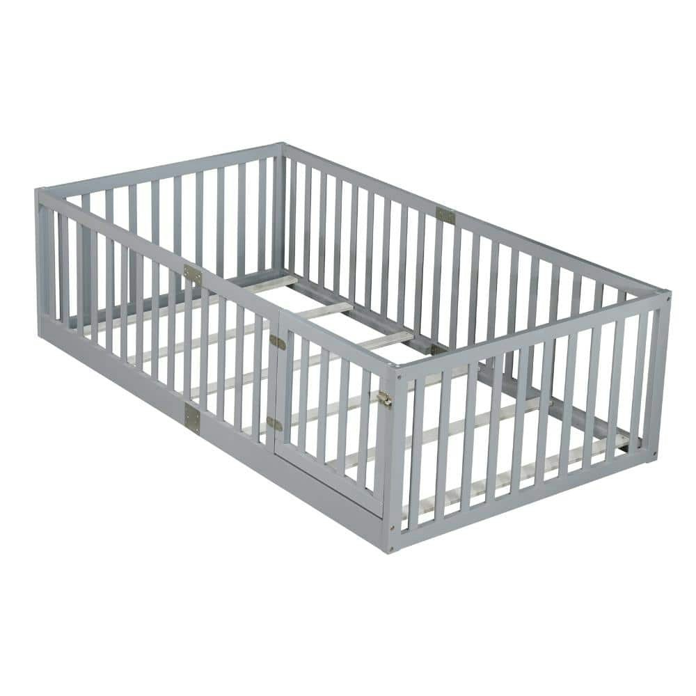 Twin Size Rubber Wood Platform Bed with Fence Railings: $506.99 Twin Size Rubber Wood Platform Bed with Fence Railings: $506.99