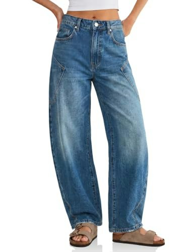 Flowyair Women's High-Waisted Wide-Leg Barrel Jeans: $34.48 Flowyair Women's High-Waisted Wide-Leg Barrel Jeans: $34.48