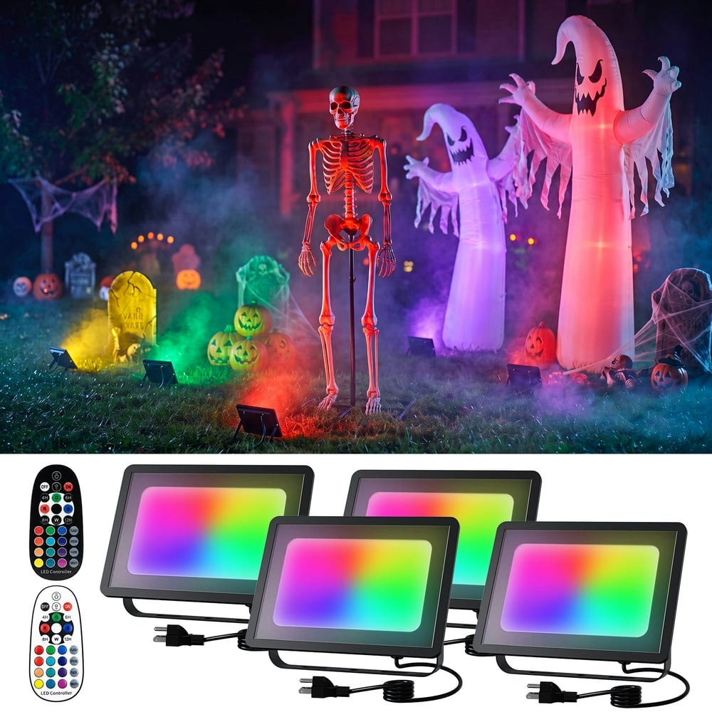 Yinghao 50W RGB LED Flood Light 4-Pack: $58.49