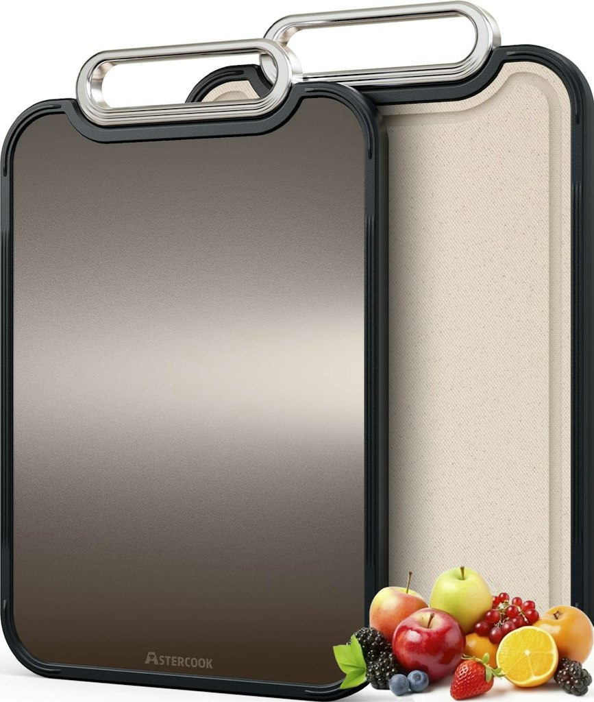 Astercook 2-in-1 Titanium & Wheat Straw Reversible Cutting Board: $25