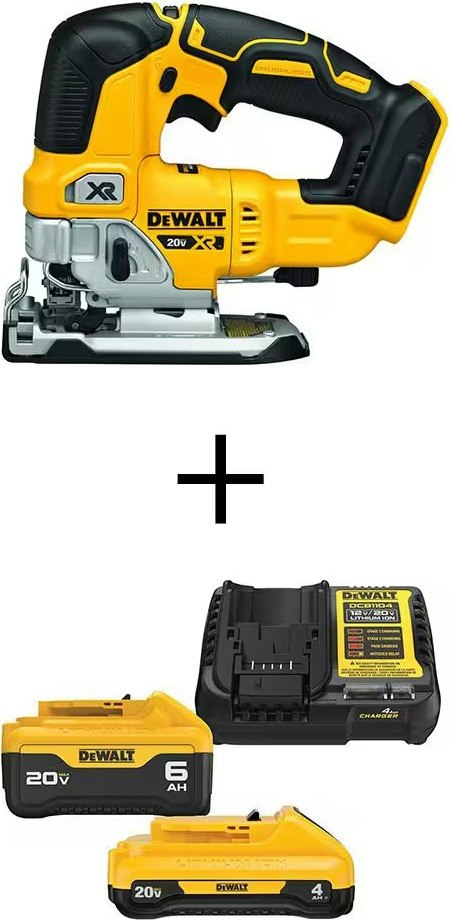 DeWalt 20V Max XR Brushless Cordless Jigsaw w/ 6.0 Ah & 4.0 Ah Starter Kit: $199