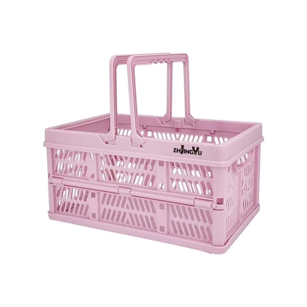 Flat-Foldable Plastic Storage Basket with Handles : $6.99