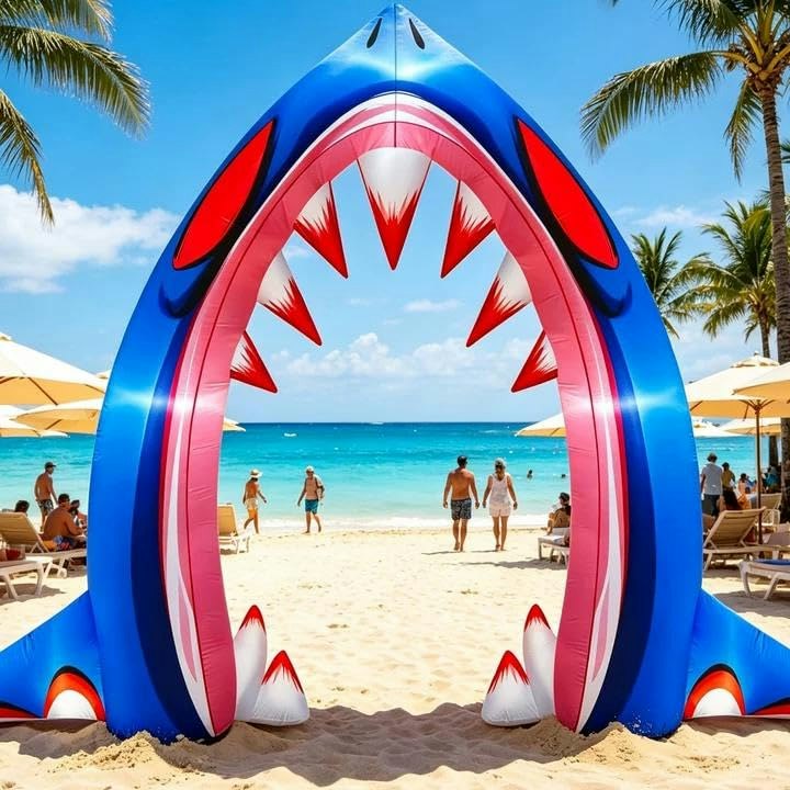 10-Foot Inflatable Shark Archway w/ LED Lights: $16
